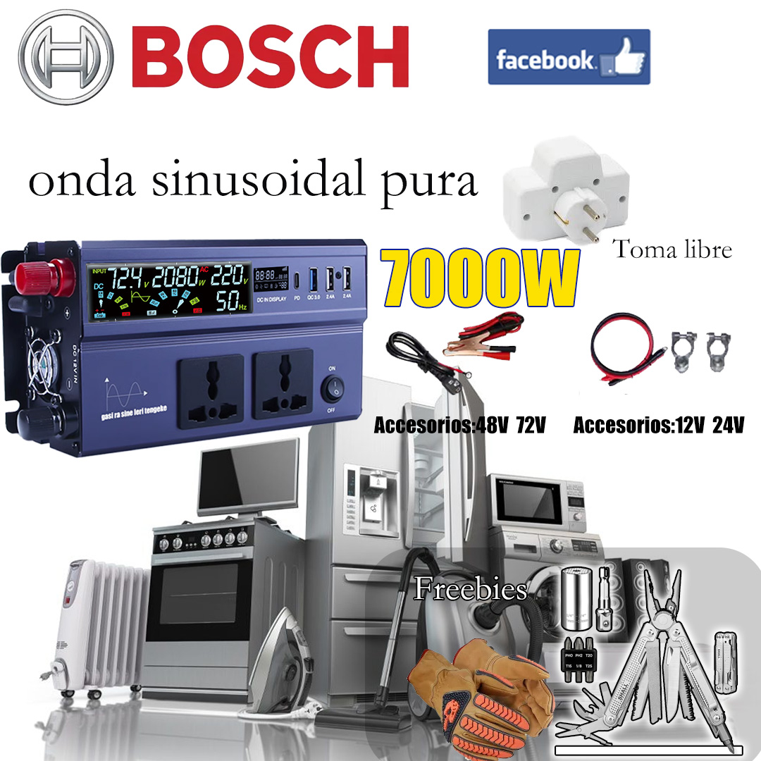 Inversor de onda sinusoidal pura de 7000 W*1 Accesorios*2 guantes aislantes*1 clip de batería multifunción*1